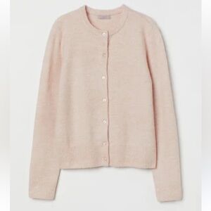 H&M Fine Knit Cardigan Women Size Medium Powder Pink